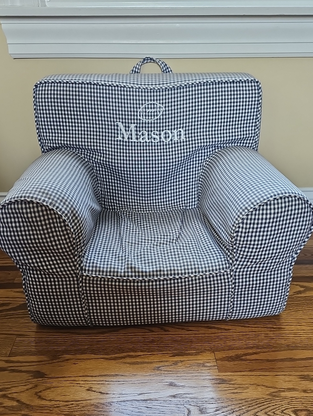 Pottery Barn Kids Anywhere Chair in Navy & White Gingham-'Mason'